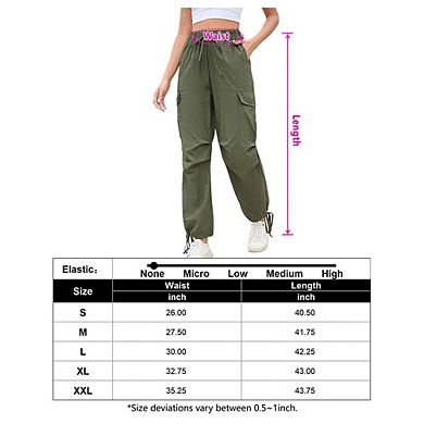 Women's Wide Leg Cargo Pants Baggy Smocked Waist Fashion Pants With Pockets