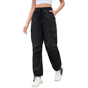 Women's Wide Leg Cargo Pants Baggy Smocked Waist Fashion Pants With Pockets