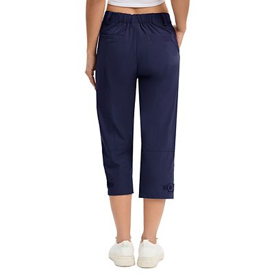 Women s Elastic Waist Dressy Casual Hiking Golf Capri Pants