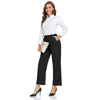 Women's Dress Pants High Waisted Wear To Work Casual Sport Wide Leg Trousers
