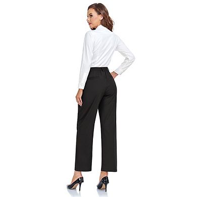 Women's Dress Pants High Waisted Wear To Work Casual Sport Wide Leg Trousers