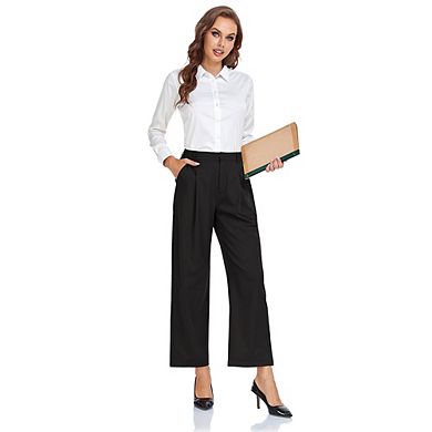 Women's Dress Pants High Waisted Wear To Work Casual Sport Wide Leg Trousers
