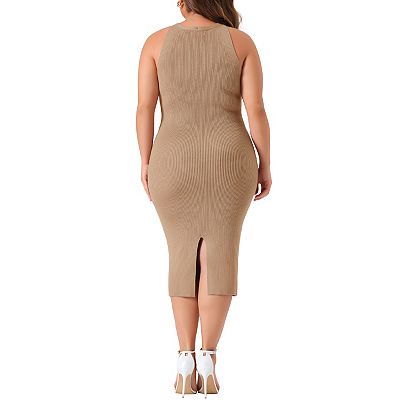 short bodycon wedding dress Halter Bodycon Midi Dress – Open Back Evening Dress for Women – ZumBuys main image 1