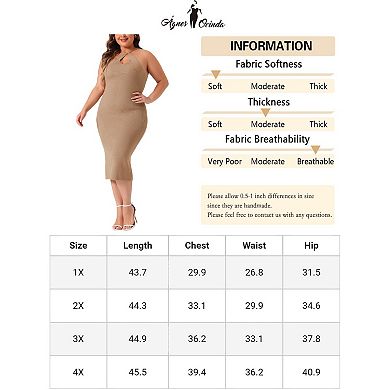 Women's Plus Size Sweater Midi Bodycon Dress Twist Halter Neck Ribbed Sleeveless