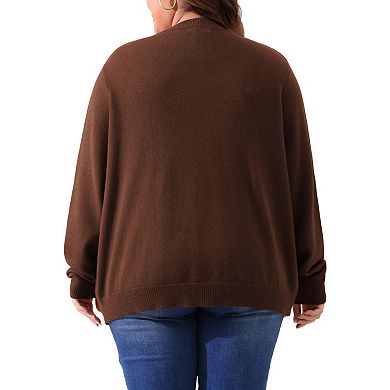 Plus Size Cardigan for Women Long Sleeve Knit Casual Open Front Button Down Sweaters