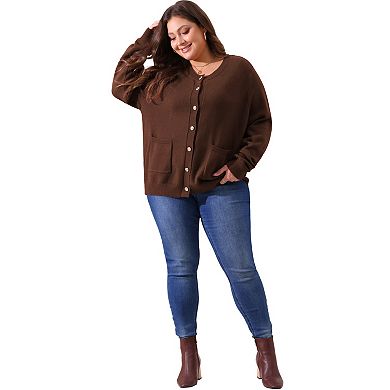 Plus Size Cardigan for Women Long Sleeve Knit Casual Open Front Button Down Sweaters