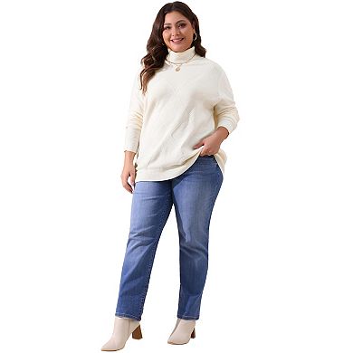 Plus Size Pullover Sweaters For Women Lightweight Long Sleeve Turtleneck Novelty Sweater