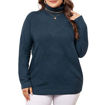Plus Size Pullover Sweaters For Women Lightweight Long Sleeve Turtleneck Novelty Sweater