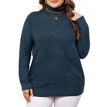 Plus Size Pullover Sweaters For Women Lightweight Long Sleeve Turtleneck Novelty Sweater