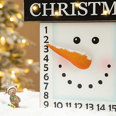 Glitzhome 15"h Lighted Wooden Christmas Snowman Advent Calendar Decor