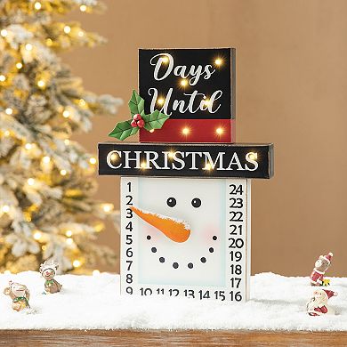 Glitzhome 15"h Lighted Wooden Christmas Snowman Advent Calendar Decor