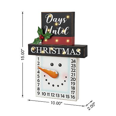 Glitzhome 15"h Lighted Wooden Christmas Snowman Advent Calendar Decor