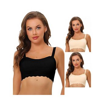 3 Packs Women's Wirefree Smooth Solid Non-slip Strapless Bandeau Bra