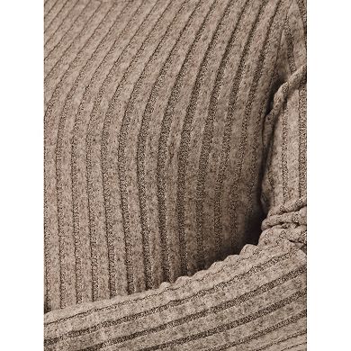 Women's Plus Size Midi Dress Ribbed Knit Long Sleeve Crew Neck Ruffled Hem