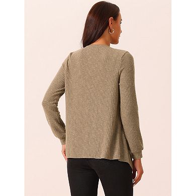 Women's Lightweight Sweater Knit Cardigan Irregular Hem Long Sleeve Open Front Drape Cardigan