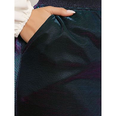 Plus Size Pants For Women Metallic Sparkly Elastic Waist Wide Leg Trousers Outfit