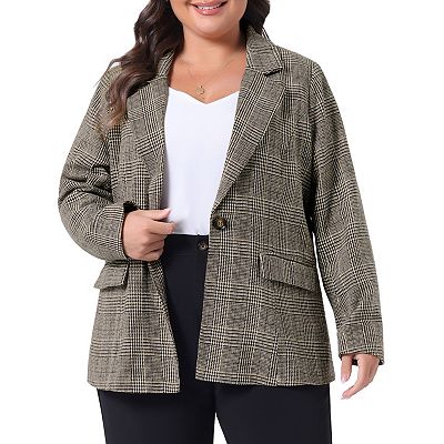 Plus Size Blazer Suit for Women Notch Lapel One Button Work
