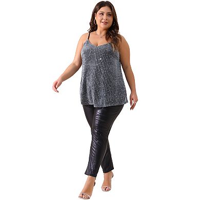 Plus Size Sequin Cami For Women Sleeveless Gradient Party Camisole Tank Top