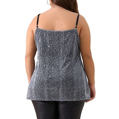 Plus Size Sequin Cami For Women Sleeveless Gradient Party Camisole Tank Top