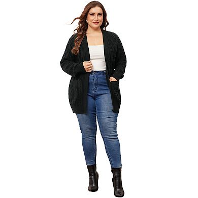 Women's Plus Size Cardigan Sweaters Lightweight Long Sleeve Open Front With Pockets