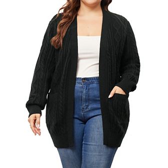 Women's Plus Size Cardigan Sweaters Lightweight Long Sleeve Open Front With Pockets