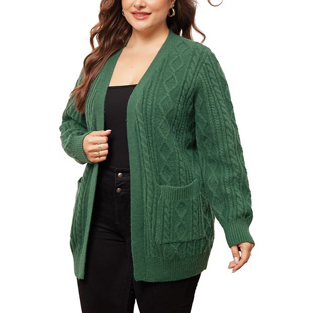 Women s Plus Size Cardigan Sweaters Lightweight Long Sleeve Open Front With Pockets