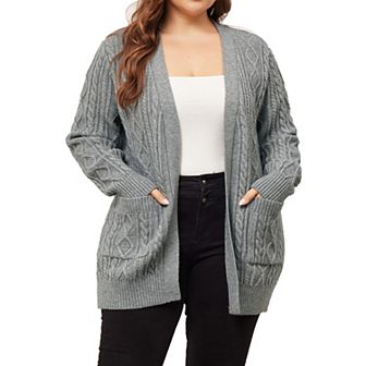 Women's Plus Size Cardigan Sweaters Lightweight Long Sleeve Open Front With Pockets