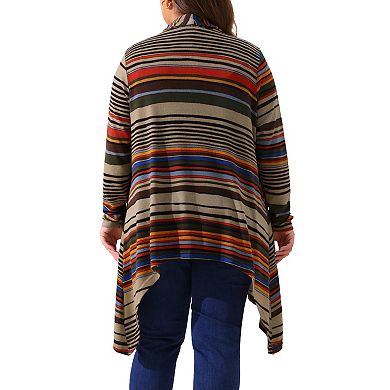 Plus Size Cardigans Sweaters for Women Lightweight Long Sleeve Open Front Knit Stripe
