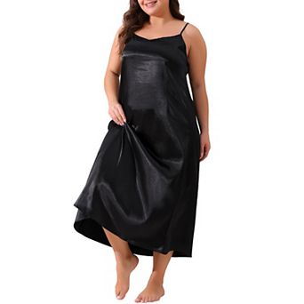 Women's Plus Size Nightgowns V Neck Satin Pajamas Sleeveless Cami Dress Sleepwear
