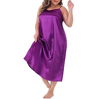 Women's Plus Size Nightgowns V Neck Satin Pajamas Sleeveless Cami Dress Sleepwear