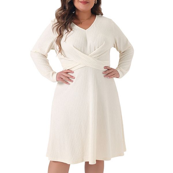 【新品】imperf Classic Knit Dress 38 CUPSHE Womens Casual Fall Dress 2024 V Neck Long Sleeve Ribbed