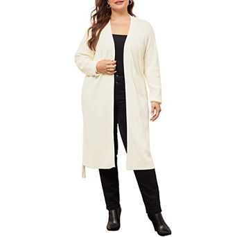 Women's Plus Size Knit Sweater Cardigan Long Sleeve Belted Overwear Long Cardigans