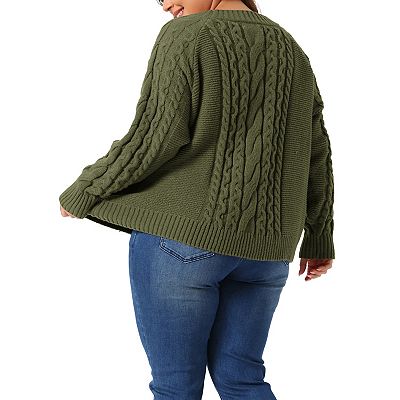 Plus Size Sweater For Women Long Sleeve Crew Neck Fisherman