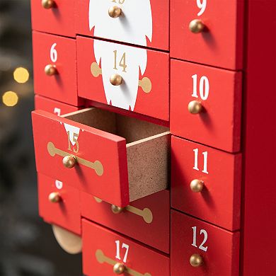 Glitzhome Wooden Christmas Nutcracker Countdown Calendar Decor w/Drawer Table Xmas Ornaments