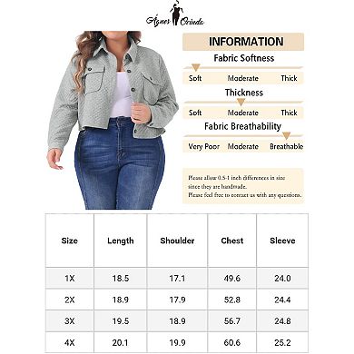 Women's Plus Size Casual Jackets Long Sleeve Button Lightweight Cropped With Pockets