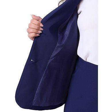 Women's Plus Size 2-Piece Skirt Suits Business Casual Long Sleeve Blazer Pencil Skirt