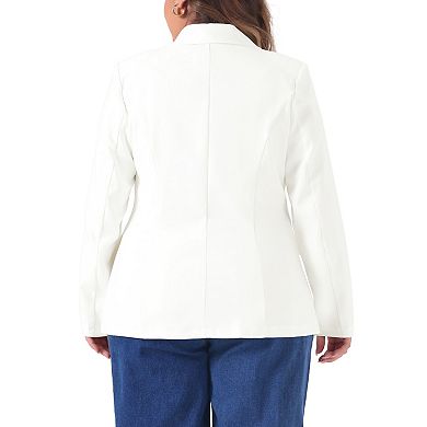 Women's Plus Size Blazers Notch Lapel Double Breasted Long Sleeve Office Work Blazer