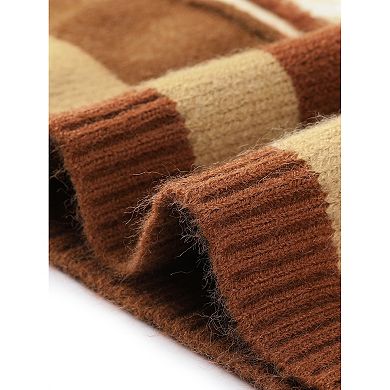 Plus Size Sweaters For Women Sleeveless V Neck Striped Knit Casual Pullover Vests