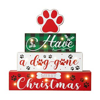 Glitzhome 12"h Lighted Wooden Block Word Sign