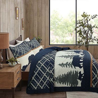 Marcielo 3 Pcs Cabin Lodge Rustic Country Bear Quilt Bedspread Set
