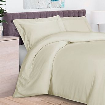 SUPERIOR 300 Thread Count Rayon From Bamboo Solid 3 pc Duvet Cover Set