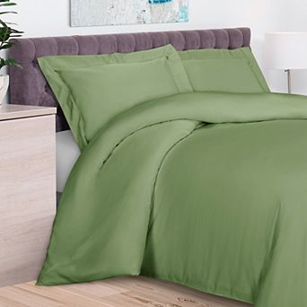 SUPERIOR 300 Thread Count Rayon From Bamboo Solid 3 pc Duvet Cover Set