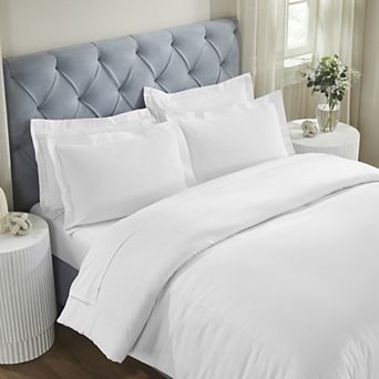 SUPERIOR Brandon Cotton Three-Line Embroidered 3 pc Duvet Cover Set