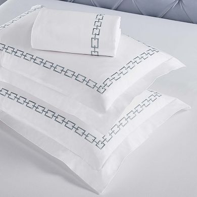 SUPERIOR Chain Links Cotton Embroidered 3-Piece Duvet Cover Set