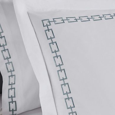 SUPERIOR Chain Links Cotton Embroidered 3-Piece Duvet Cover Set