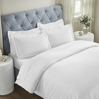 SUPERIOR Chain Links Cotton Embroidered 3 pc Duvet Cover Set