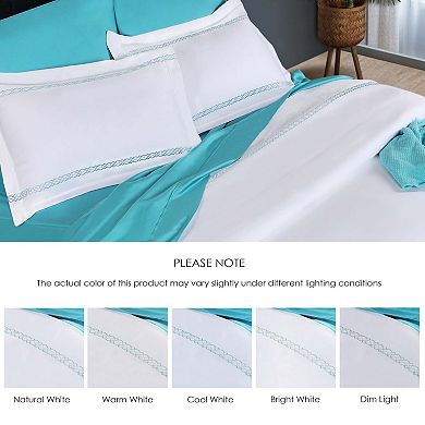 SUPERIOR 1000 Thread Count Egyptian Cotton Embroidered 3-Piece Duvet Cover Set