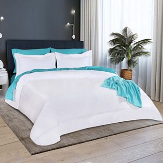 SUPERIOR 1000 Thread Count Egyptian Cotton Embroidered 3 pc Duvet Cover Set