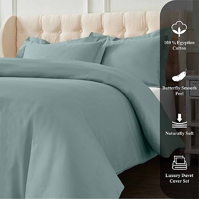 SUPERIOR 1200 Thread Count Egyptian Cotton Embroidered Geometric Scroll 3-Piece Duvet Cover Set