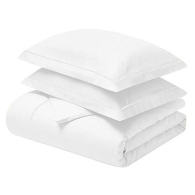 SUPERIOR 1200 Thread Count Egyptian Cotton Embroidered Geometric Scroll 3-Piece Duvet Cover Set